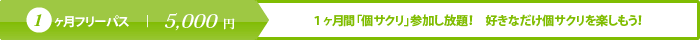 1ヶ月フリーパス　｜　5,000円